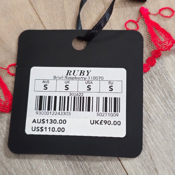 NWT Honey Birdette Ruby Raspberry Red Brief Panty Size Small - Picture 3 of 6